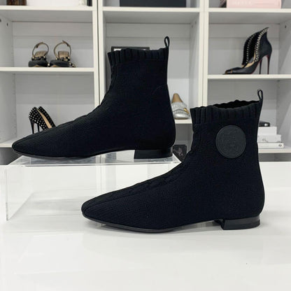 Hermes Duo Knit Ex-libris Short Boots Black — view 2