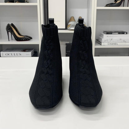 Hermes Duo Knit Ex-libris Short Boots Black — view 4