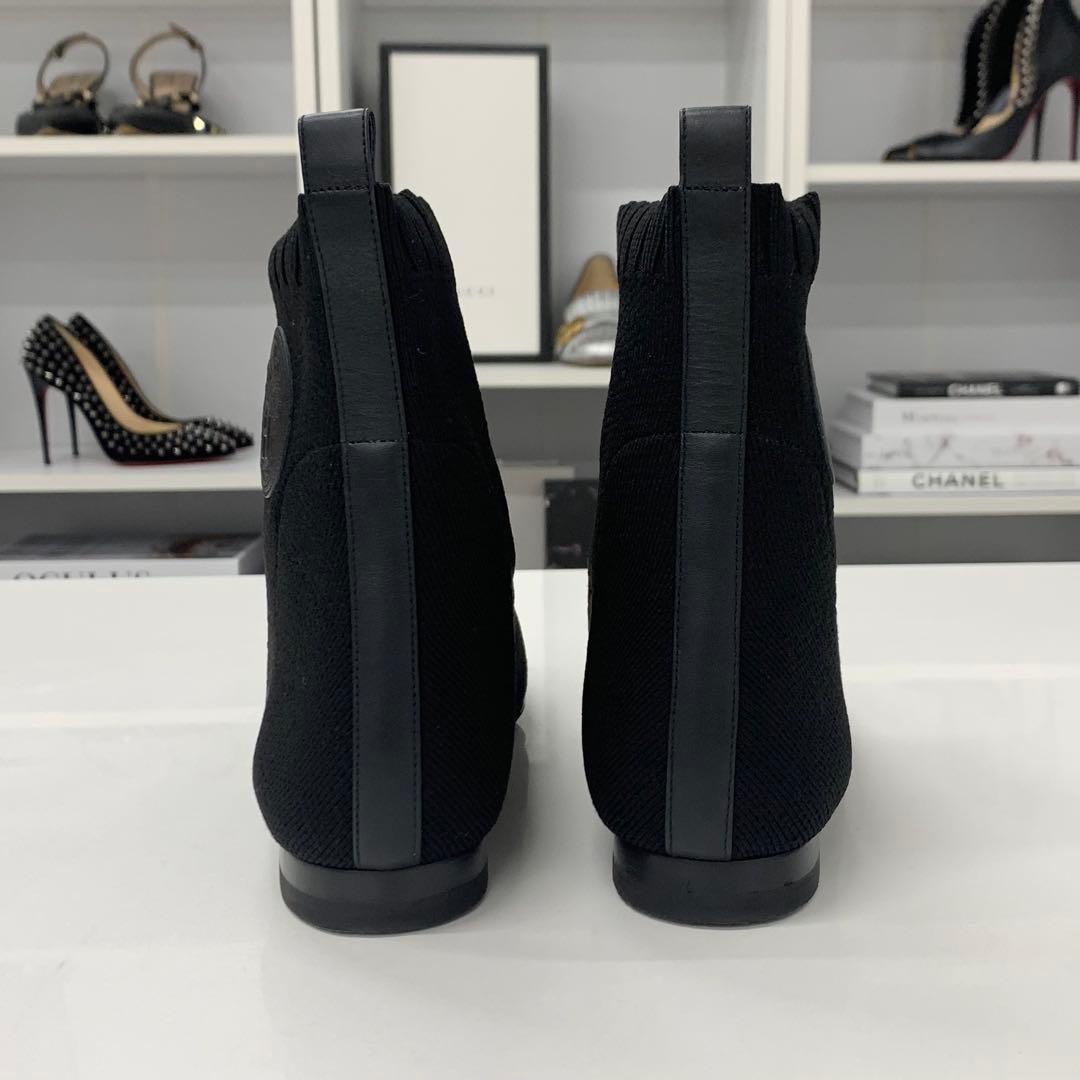 Hermes Duo Knit Ex-libris Short Boots Black — view 6