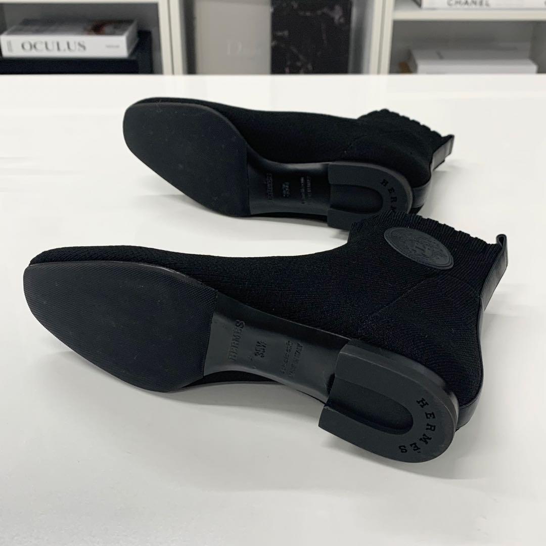 Hermes Duo Knit Ex-libris Short Boots Black — view 7