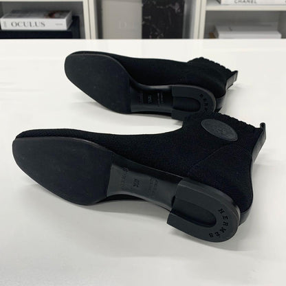 Hermes Duo Knit Ex-libris Short Boots Black — view 7