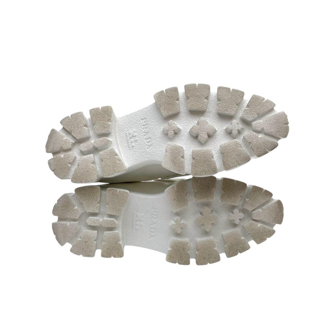 Prada Leather Triangle Plate Logo Loafers White — view 7