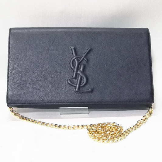 Saint Laurent Clutch Leather Blue Gold