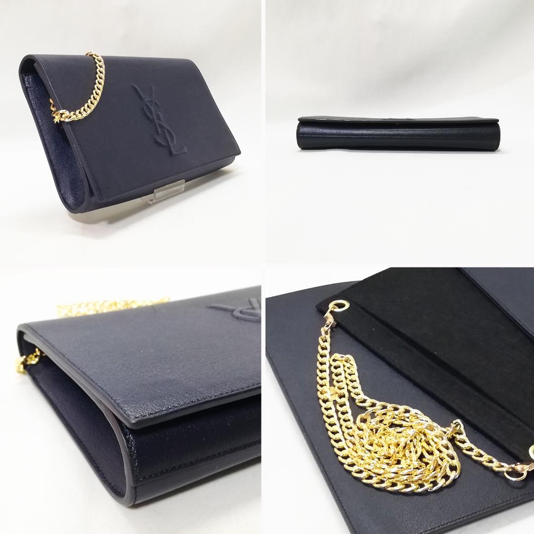 Saint Laurent Clutch Leather Blue Gold — view 3