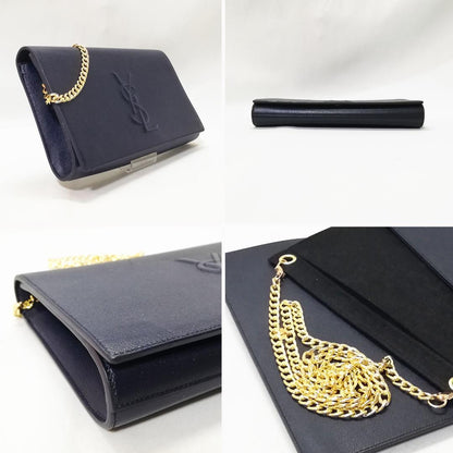 Saint Laurent Clutch Leather Blue Gold — view 3