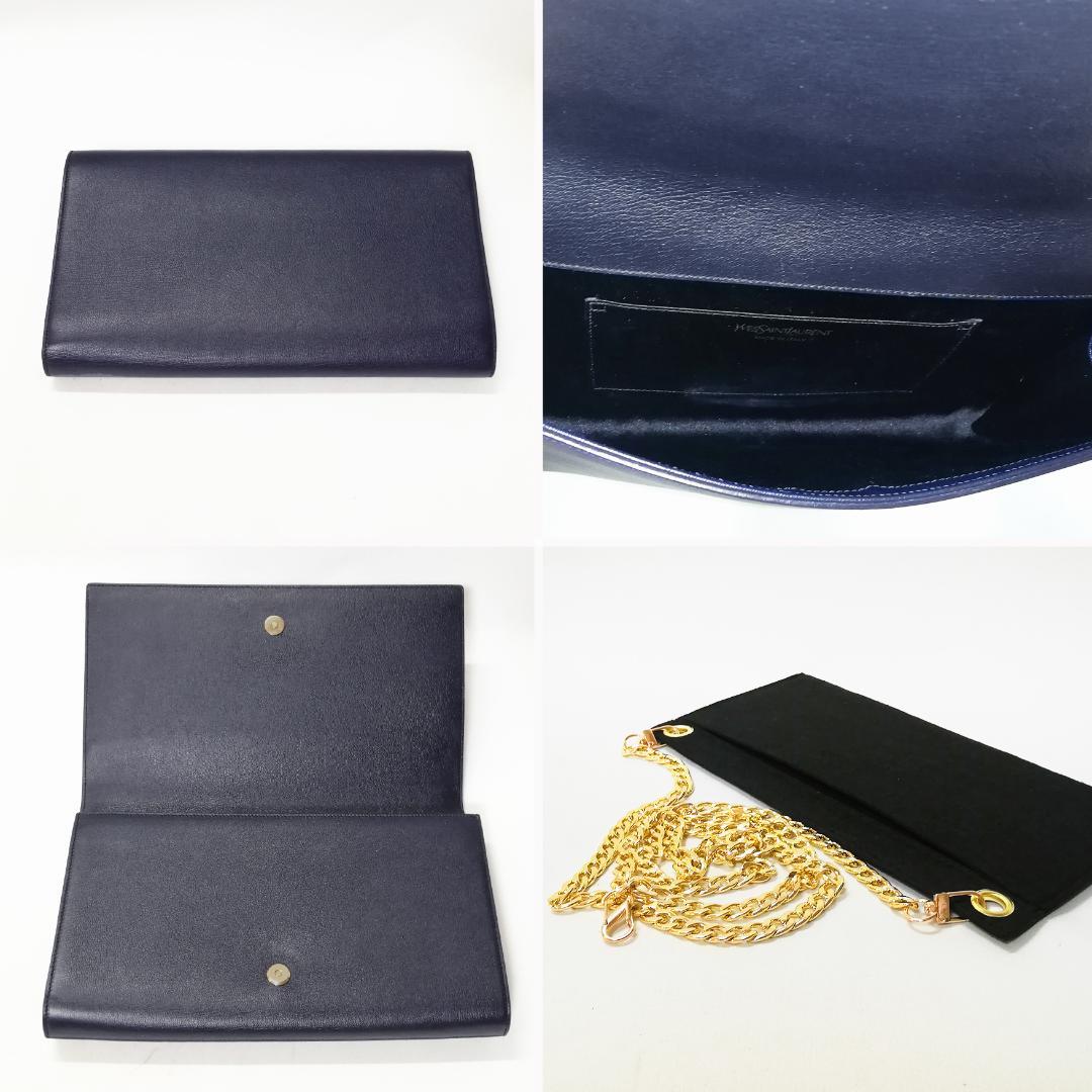Saint Laurent Clutch Leather Blue Gold — view 4