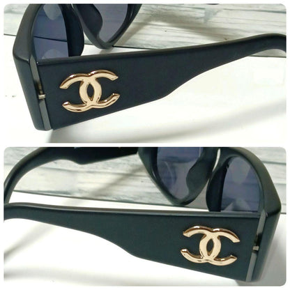 Chanel Sunglasses Black Gold CC Logo Wellington Eyewear — view 2