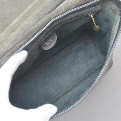 ◇gucci Bamboo Handbag Leather Black Gray Bag