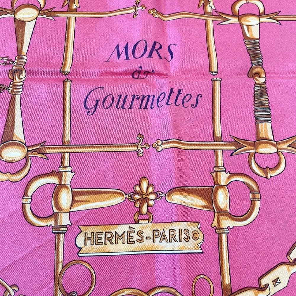 Hermes Scarf Carre 90 Morset Gourmettes Bit and Chain Red