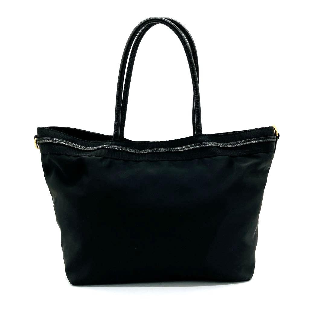 Deca Logo Prada 2-way Bag Logo Hardware Gold Hardware Black