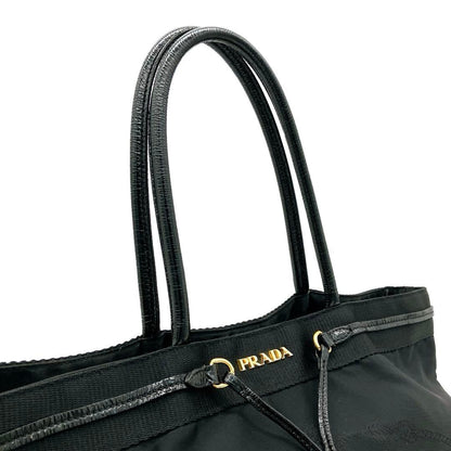 Deca Logo Prada 2-way Bag Logo Hardware Gold Hardware Black