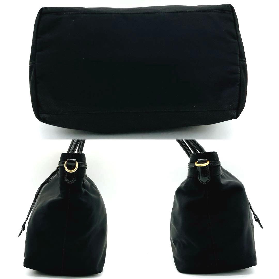 Deca Logo Prada 2-way Bag Logo Hardware Gold Hardware Black