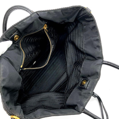 Deca Logo Prada 2-way Bag Logo Hardware Gold Hardware Black