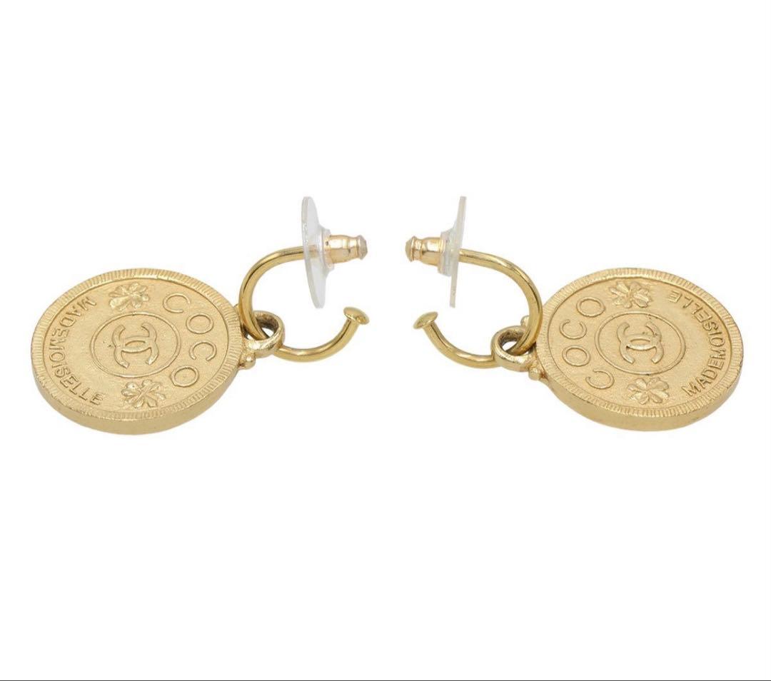 Chanel Mademoiselle Medal Motif Swing Earrings