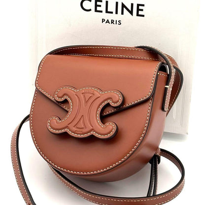 Celine Shoulder Bag Cuir Mini Besace Brown