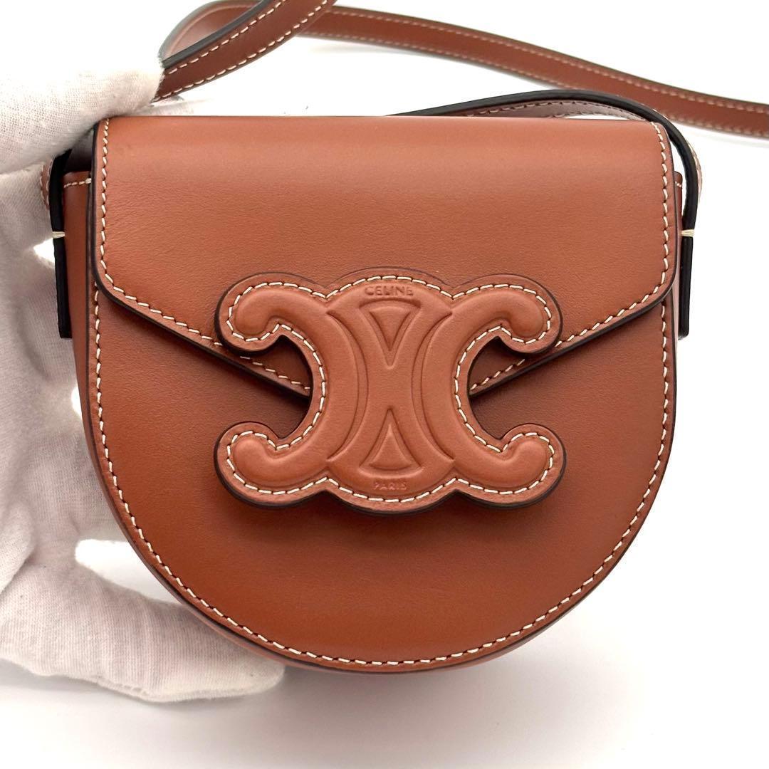 Celine Shoulder Bag Cuir Mini Besace Brown — view 2