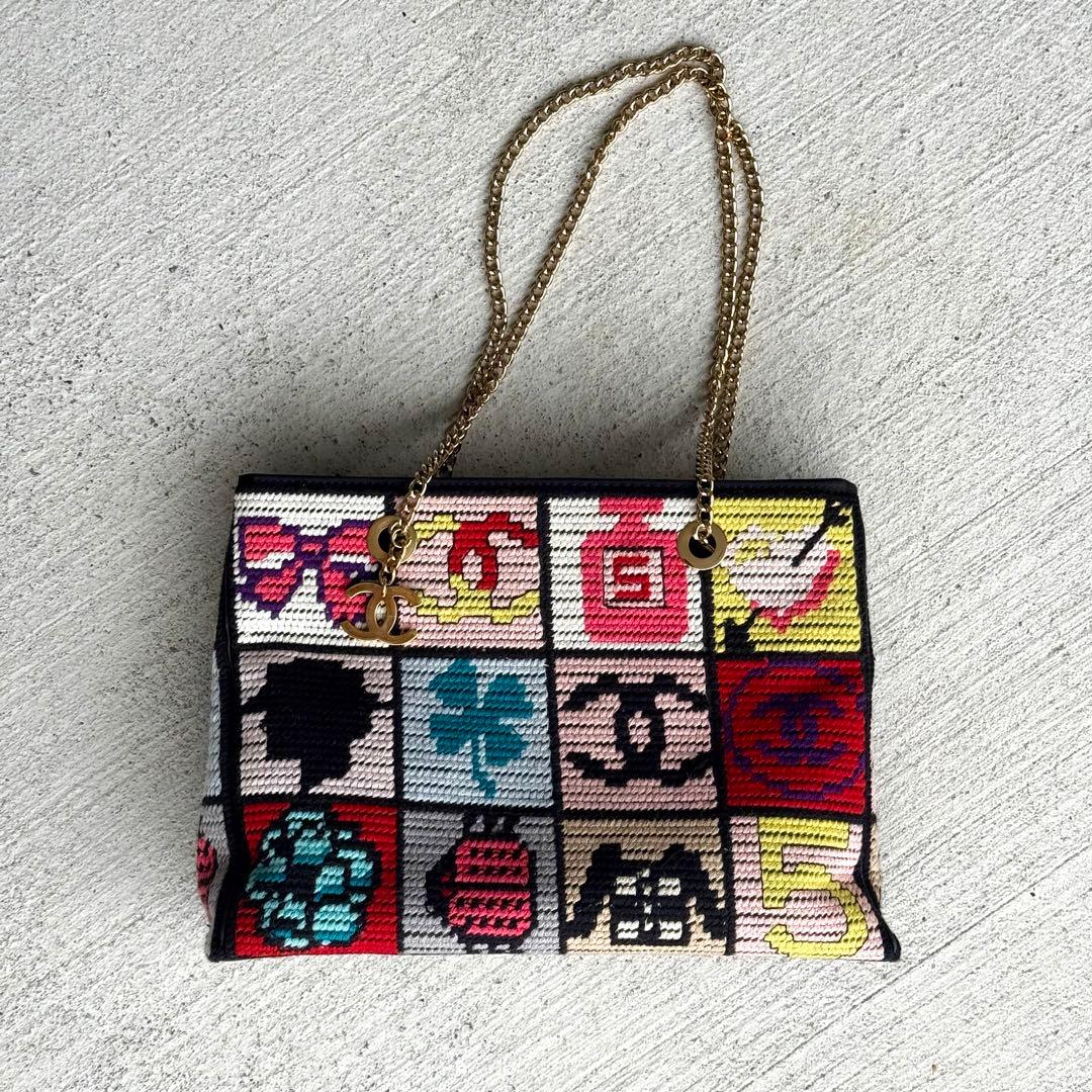 Chanel Precious Symbol Needle Point Multicolor Bag