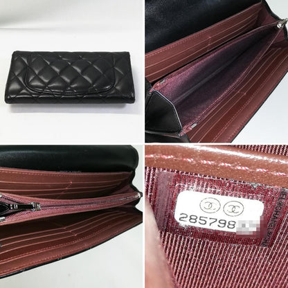 Chanel Lambskin Quilted Wallet Black Silver — view 4
