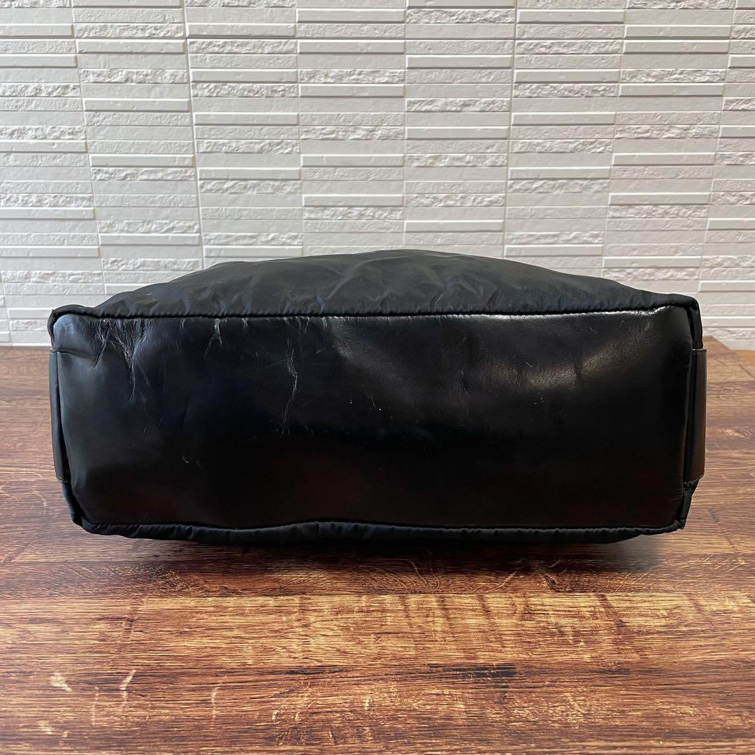 Prada Nylon Leather Oneshoulder Silver Black Handbag — view 5