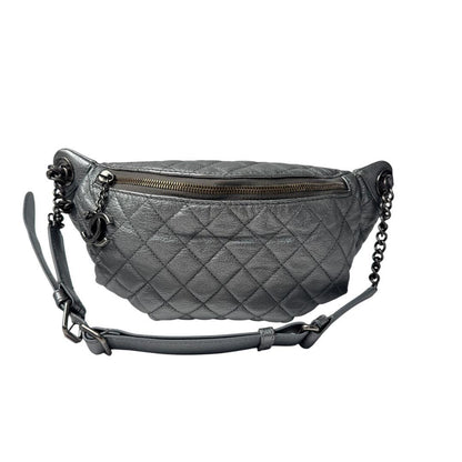Chanel Waist Bag Silver Leather No 19