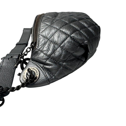 Chanel Waist Bag Silver Leather No 19