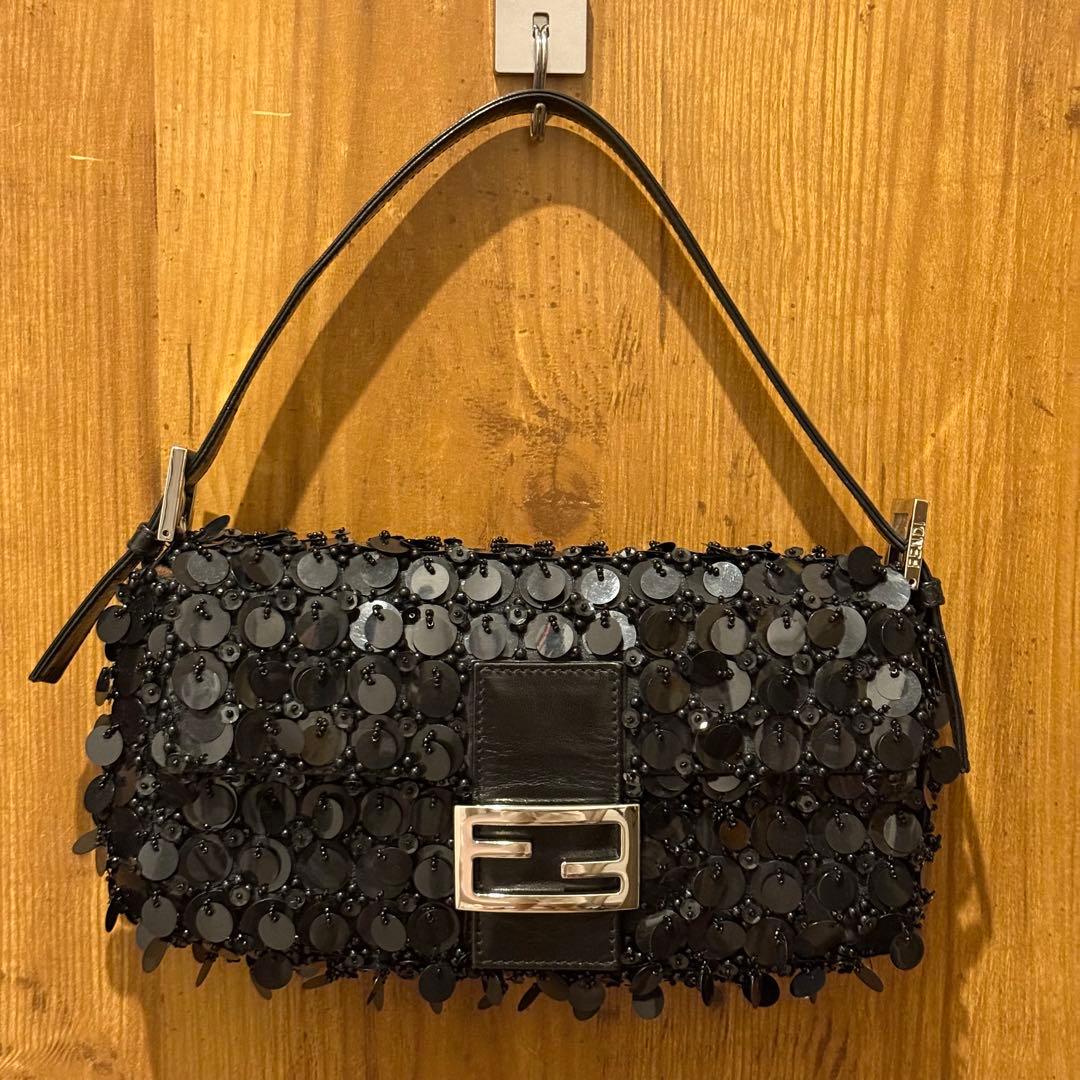 Fendi Baguette Shoulder Bag Sequin Black — view 2