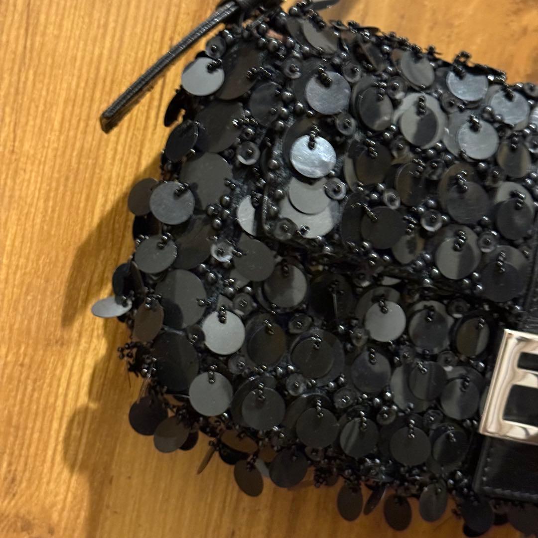 Fendi Baguette Shoulder Bag Sequin Black — view 3