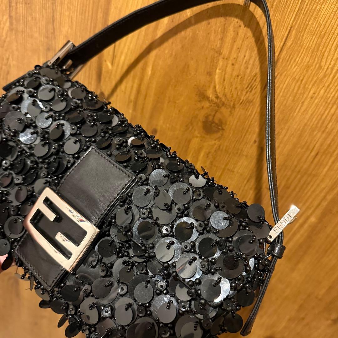 Fendi Baguette Shoulder Bag Sequin Black — view 5