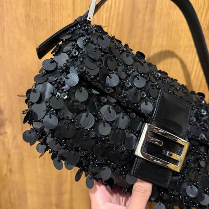 Fendi Baguette Shoulder Bag Sequin Black — view 7