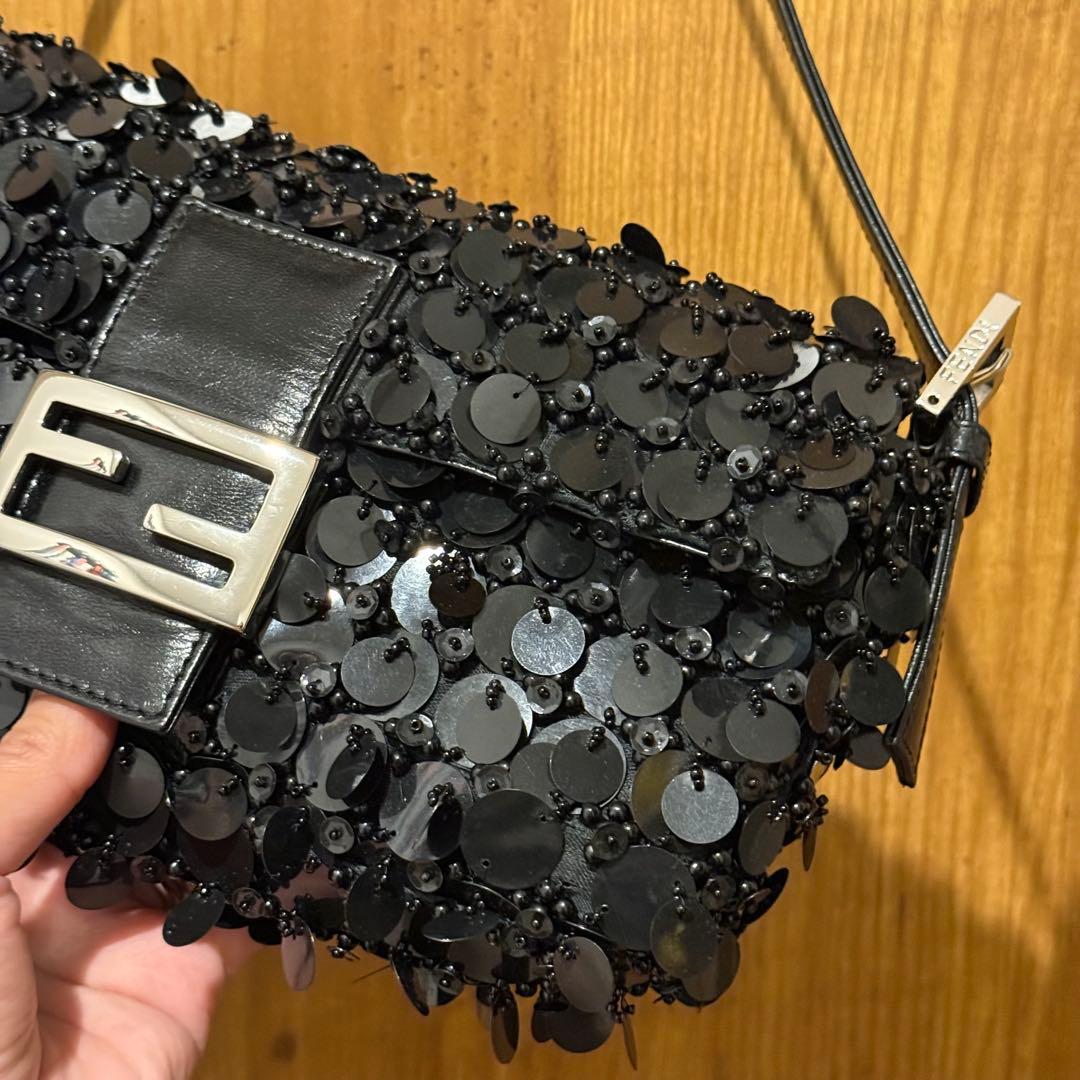 Fendi Baguette Shoulder Bag Sequin Black — view 8