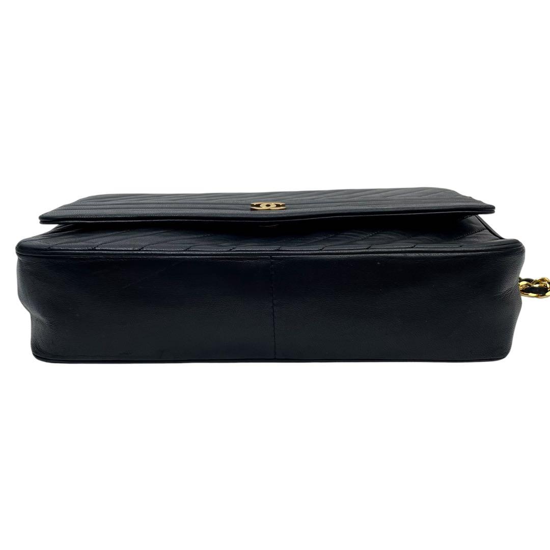 Chanel Lambskin Diagonal Stitch Chain Shoulder Bag CC Logo — view 3