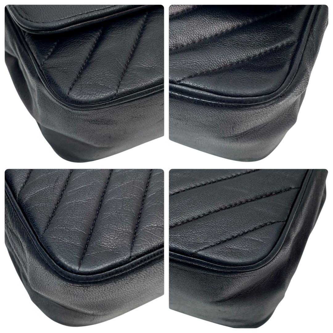 Chanel Lambskin Diagonal Stitch Chain Shoulder Bag CC Logo — view 4