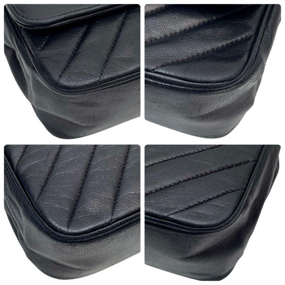 Chanel Lambskin Diagonal Stitch Chain Shoulder Bag CC Logo — view 4