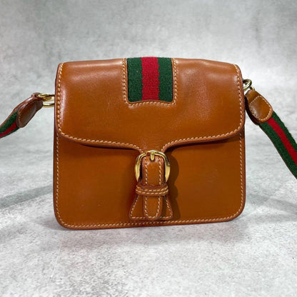 Gucci Sherry Line Shoulder Bag Brown Leather — view 2