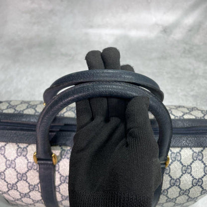 Gucci GG Sherry Line Boston Bag Navy Logo Leather — view 4