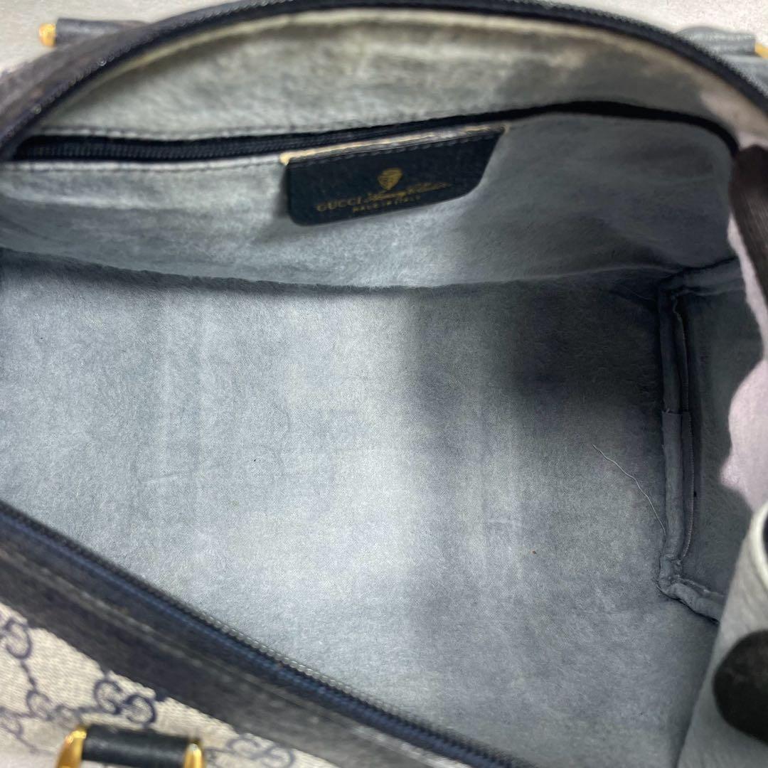 Gucci GG Sherry Line Boston Bag Navy Logo Leather — view 5
