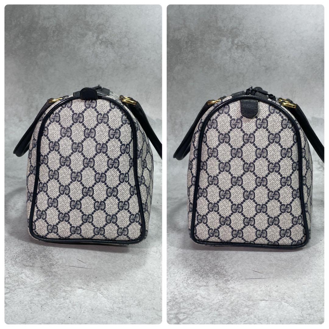 Gucci GG Sherry Line Boston Bag Navy Logo Leather — view 7