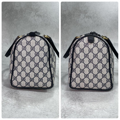 Gucci GG Sherry Line Boston Bag Navy Logo Leather — view 7
