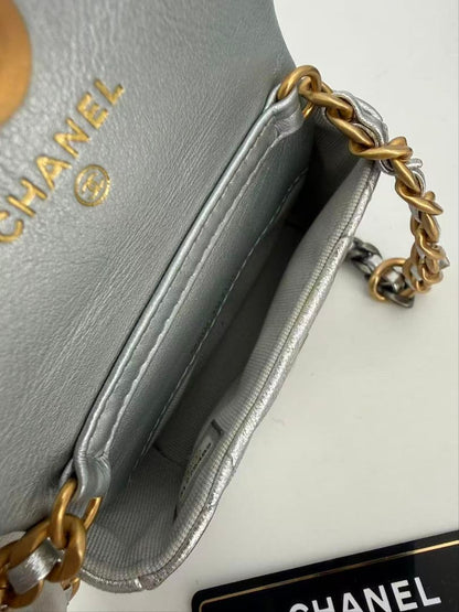 Chanel 19 Quilted Metallic Silver Chain Waist Pouch — view 6