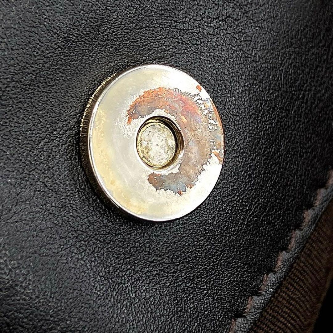 Gucci Tote Bag Horsebit Shape Push Studded Leather Dark Brown