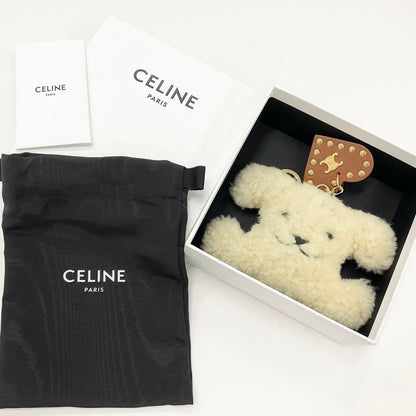 Celine Triomphe Pom Charm Dog Beige Keychain — view 5
