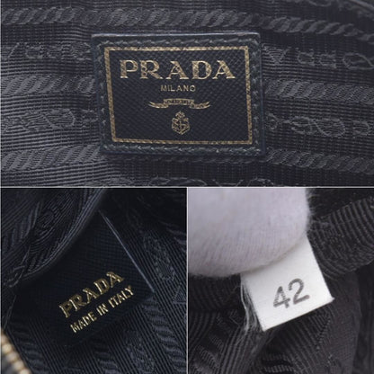 Prada Shoulder Bag Nylon Saffiano Leather Black Pouch
