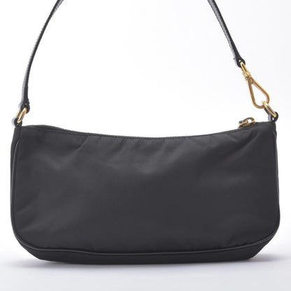 Prada Shoulder Bag Nylon Saffiano Leather Black Pouch