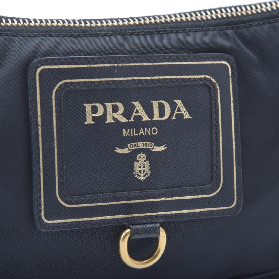 Prada Shoulder Bag Nylon Saffiano Leather Black Pouch