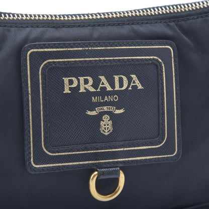Prada Shoulder Bag Nylon Saffiano Leather Black Pouch