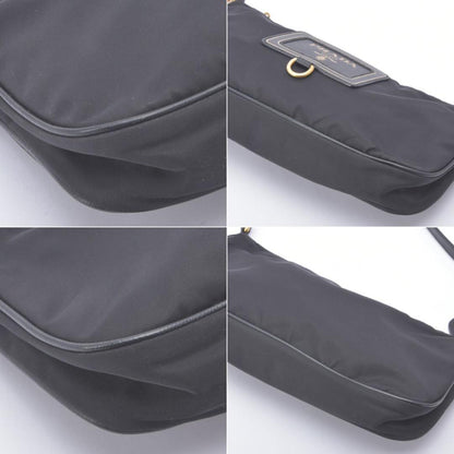 Prada Shoulder Bag Nylon Saffiano Leather Black Pouch