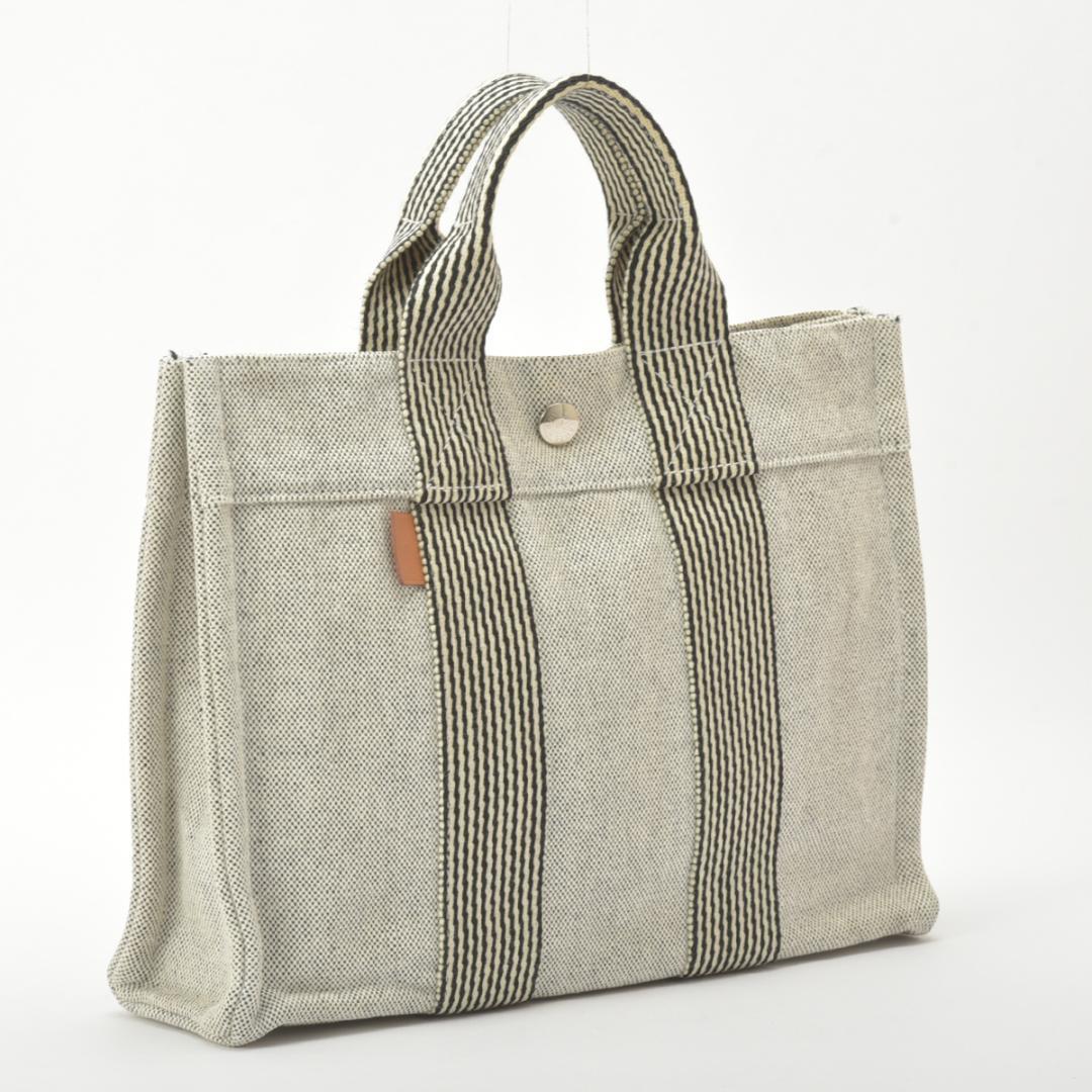 Hermes New Fourre Tout PM Handbag Canvas Gray Black