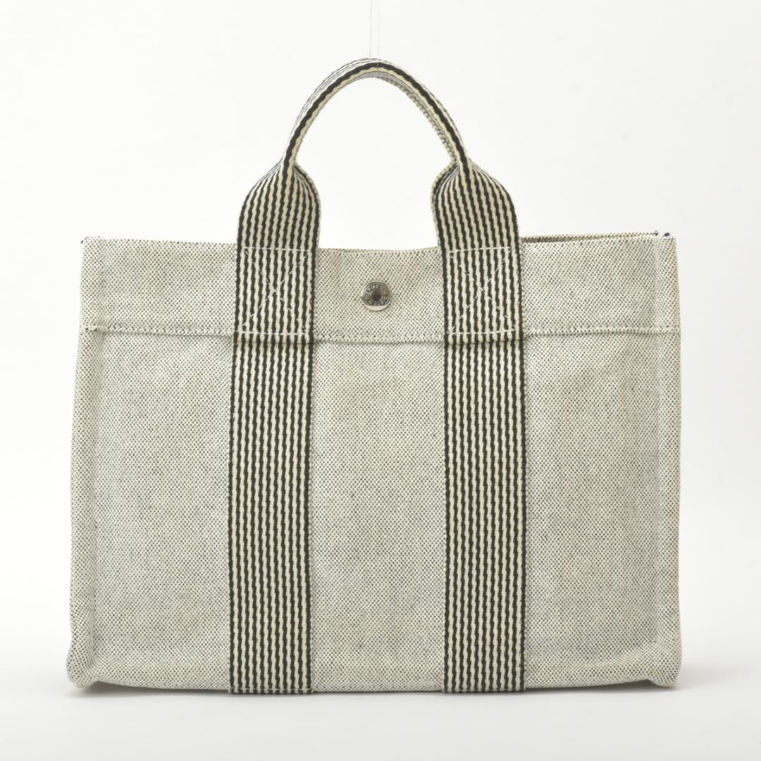Hermes New Fourre Tout PM Handbag Canvas Gray Black