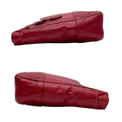 Chanel Quilted Lambskin Chain Shoulder Tote Red