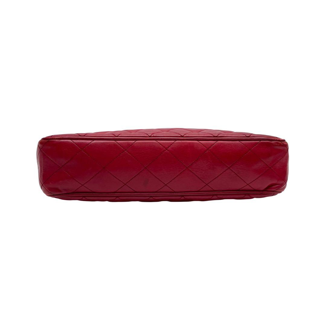 Chanel Quilted Lambskin Chain Shoulder Tote Red